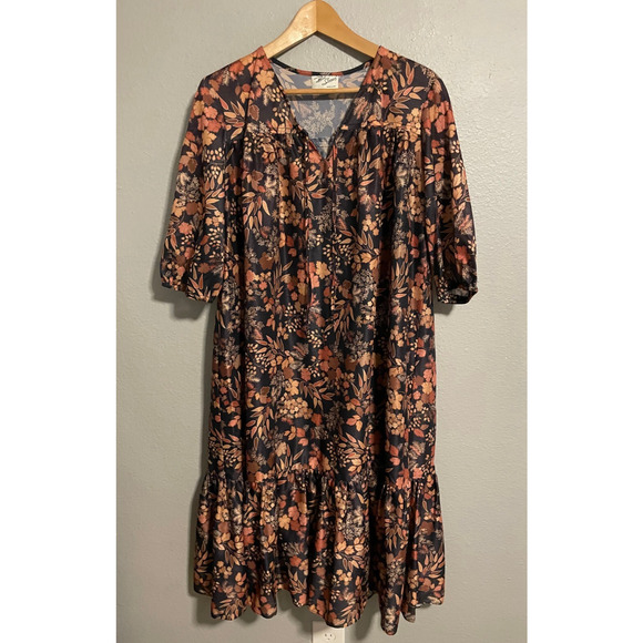 Vintage Bob Simmons Womens Muumuu Dress One Size Floral Tiered Peasant Boho 70s - Picture 1 of 6
